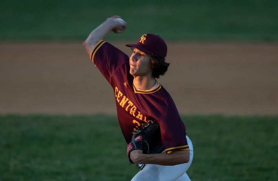 Central Regional pitcher Cam Leiter. Central Regional defeats Brick Memorial in 13 innings 7-6 for Ocean County Baseball Title in Toms River, NJ on June 16, 2021. 