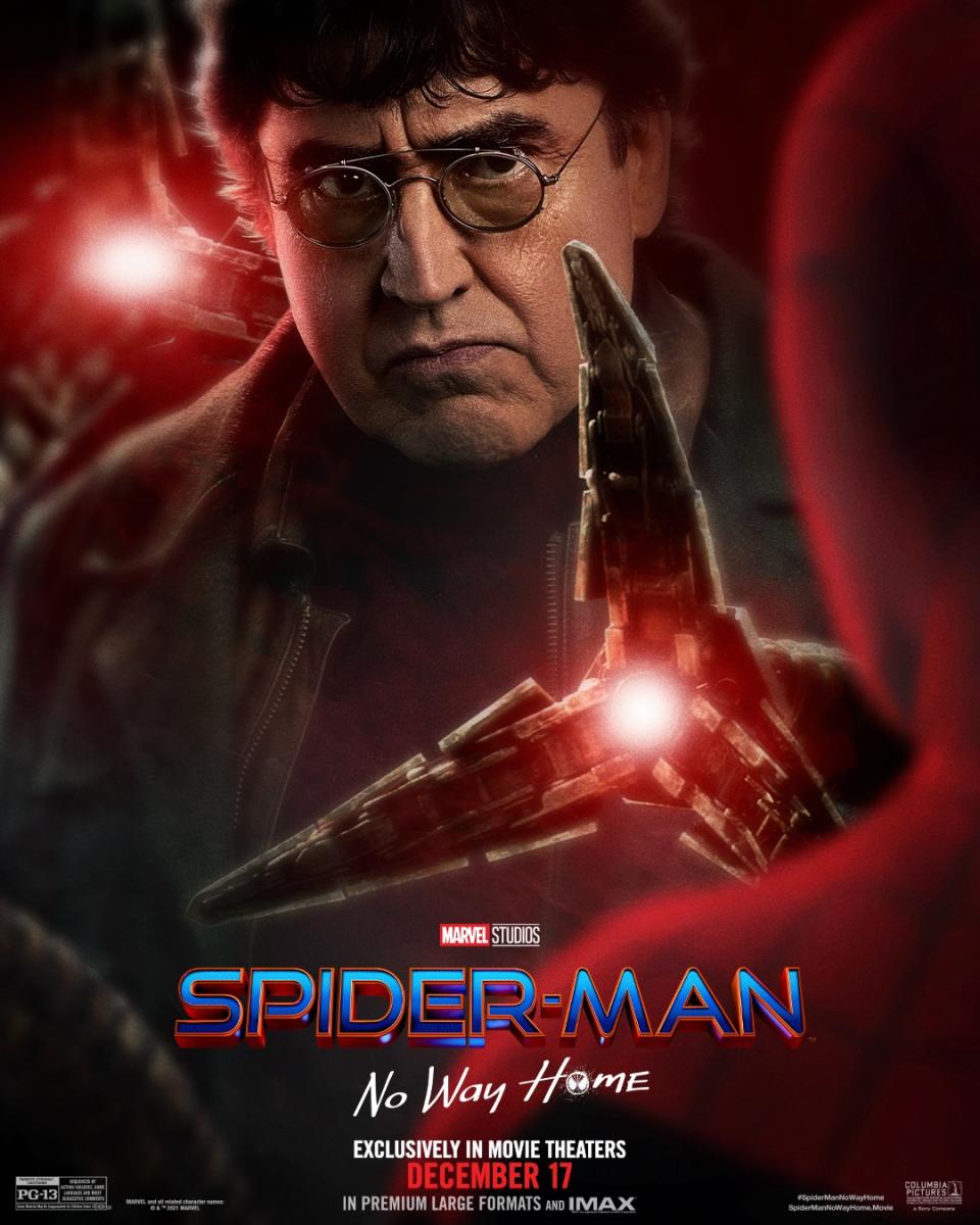 Alfred Molina as the returning Doctor Octopus in his Spider-Man: No Way Home character poster.