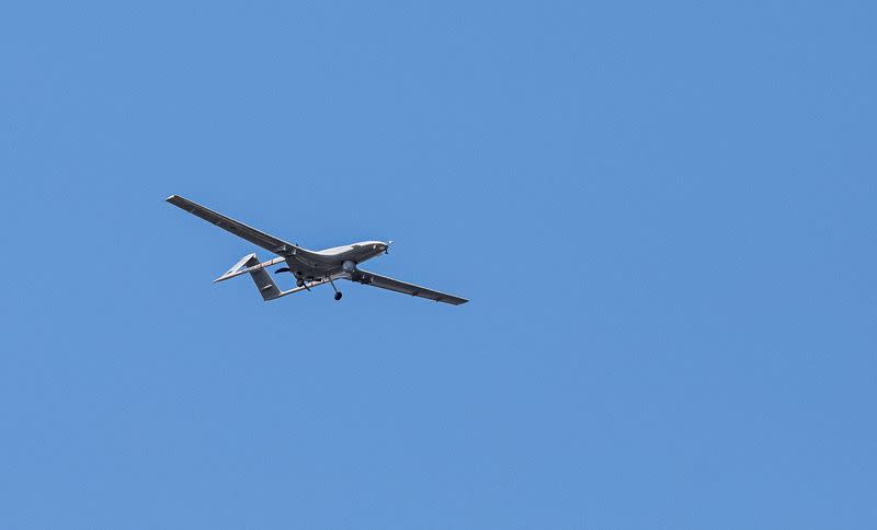 FILE PHOTO: A Bayraktar TB2 drone is seen during a demonstration flight at an aerospace and technology festival in Baku