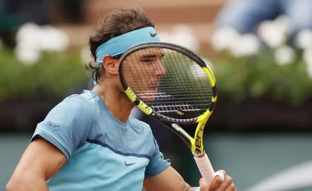 Tennis - French Open - Roland Garros - Rafael Nadal of Spain vs Sam Groth of Australia Paris, France - 24/05/16. Rafael Nadal of Spain in action. REUTERS/Gonzalo Fuentes