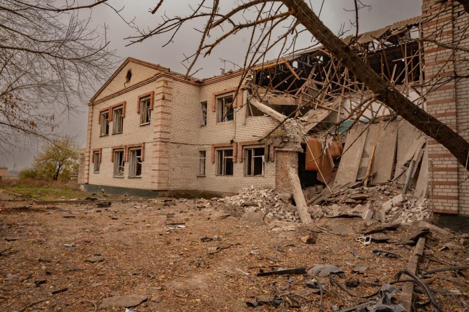 Shelling destroyed the school and kindergarten at Novooleksandrivka village in the Kherson region (Bel Trew)