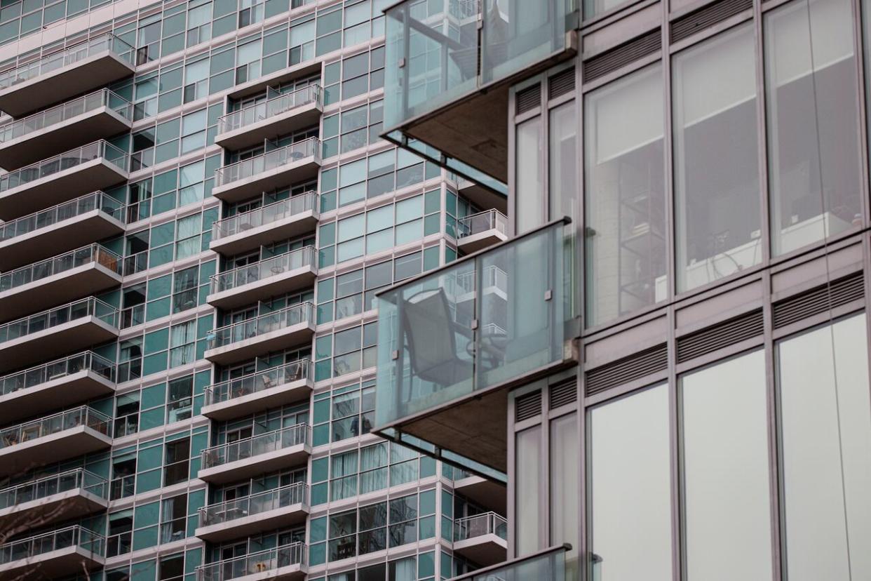Condo units are pictured in Toronto on Jan. 12, 2024. Through changes to the city's short term rental bylaw, council is raising registration fees, increasing vetting and allowing for snap inspections.  (Evan Mitsui/CBC - image credit)