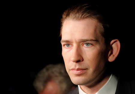 Head of the People's Party (OeVP) Sebastian Kurz arrives to meet head of the Social Democrats (SPOe) Christian Kern for talks on a possible coalition government in Vienna, Austria, October 22, 2017. REUTERS/Heinz-Peter Bader