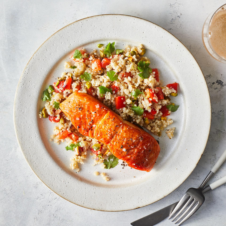 Salmon with Roasted Red Pepper Quinoa Salad