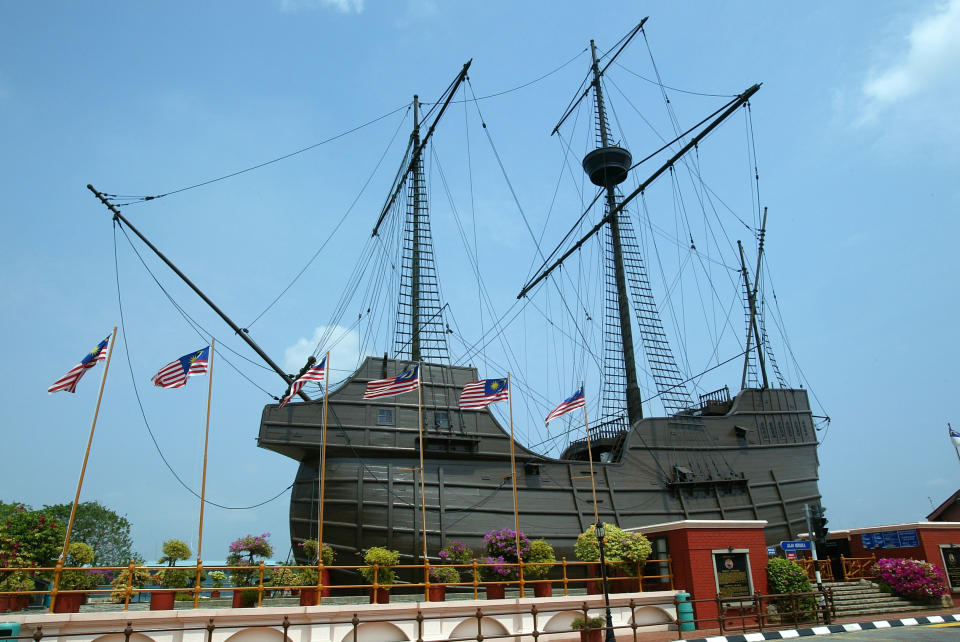 Maritime Museum with replica of sunk Portuguese treasure galleon Flor de la Mar Malacca Malaysia. (Photo by: Andrew Woodley/Education Images/Universal Images Group via Getty Images)