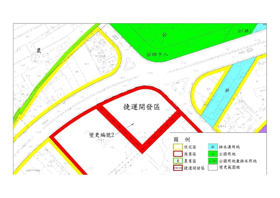 變更三重（重陽橋引道附近地區）（二重疏洪道拆遷戶安置方案）細部計畫（配合台北捷運系統環狀線第二階段）（捷運開發區容積率調整）Y22站捷運開發區示意圖。   圖：新北市城鄉局提供