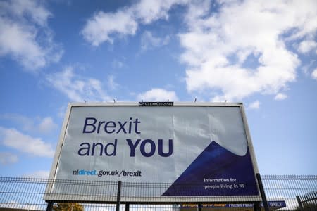 A government Brexit advice poster is seen in the Bogside area of Londonderry, Northern Ireland