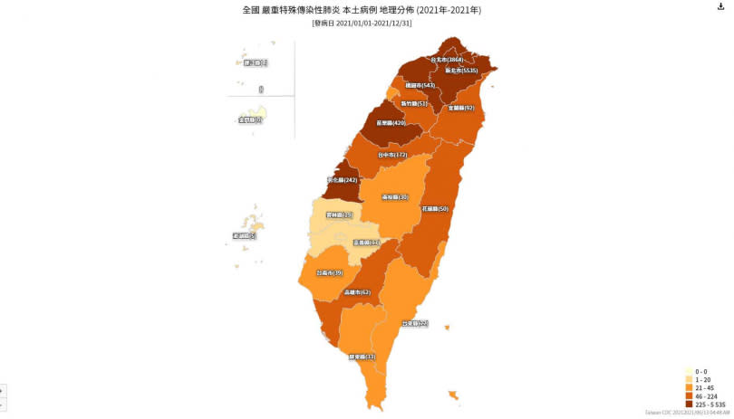 截至13日的確診分布。（圖／翻攝自疾管署）