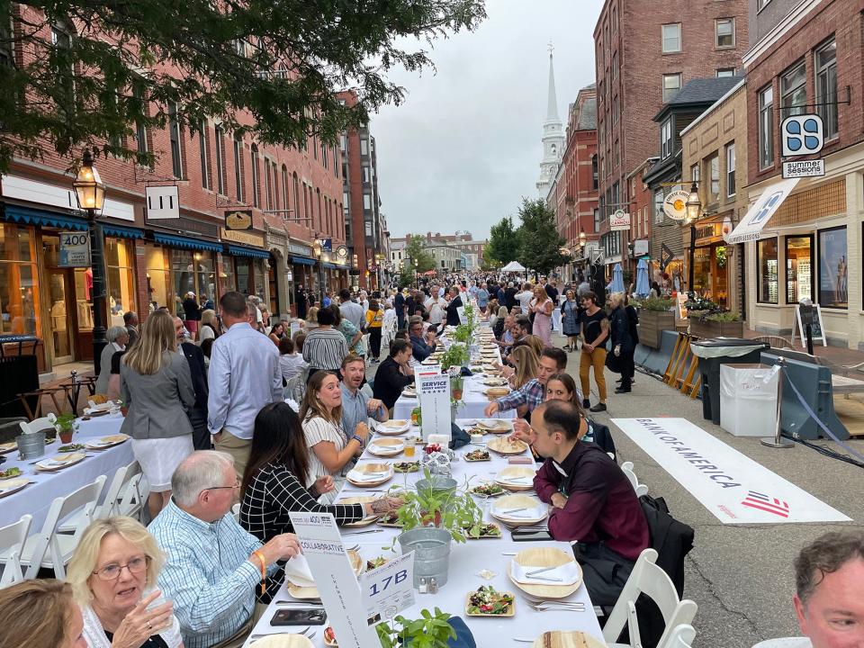 The Chamber Collaborative of Greater Portsmouth’s annual “street.life!” celebration was transformed into a much larger, 900-person lobster dinner on the length of Congress Street in honor of the city's 400th anniversary Wednesday, Aug. 16, 2023.