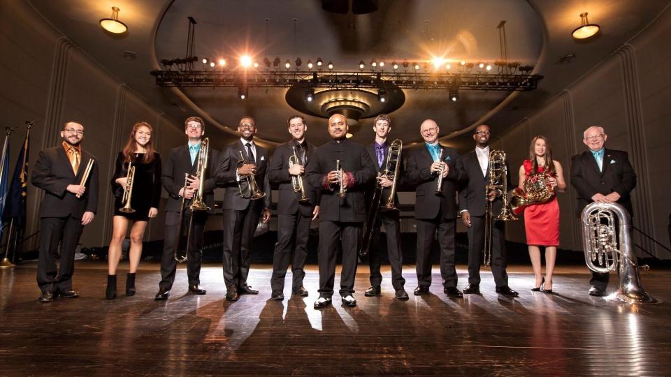 The Rodney Marsalis Philadelphia Big Brass, considered America’s premier large brass ensemble, performs on Jan. 24 in Mechanics Hall. The band will include several numbers with the band program of South High Community School.