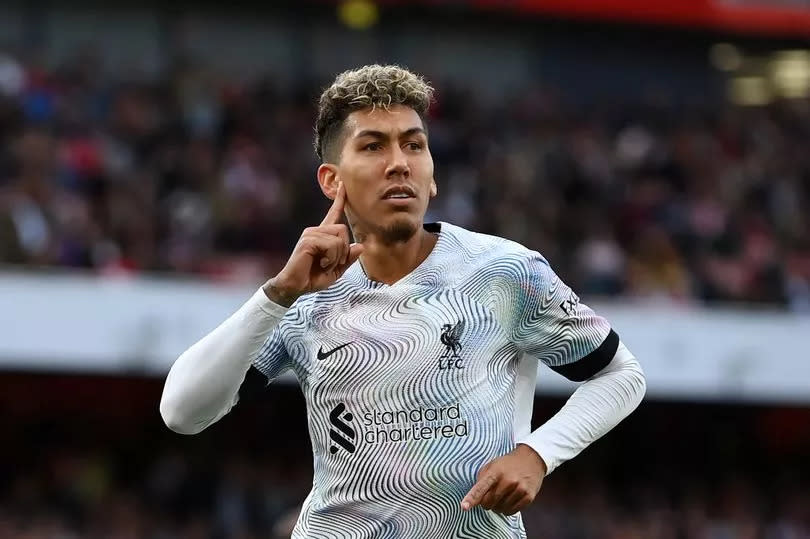 Liverpool striker Roberto Firmino celebrates against Arsenal