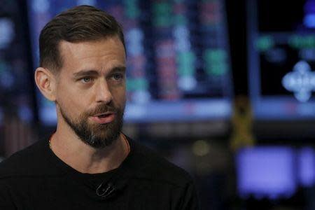 Jack Dorsey, CEO of Square and CEO of Twitter, speaks during an interview with CNBC following the IPO for Square Inc., on the floor of the New York Stock Exchange November 19, 2015. REUTERS/Lucas Jackson