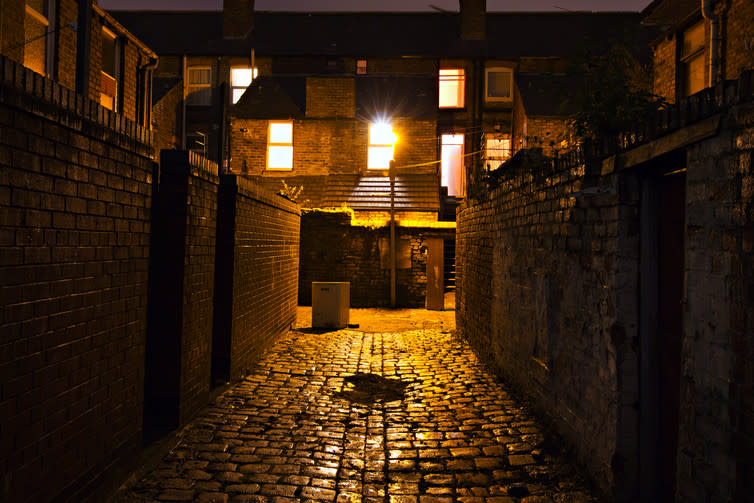 <span class="caption">Prowling the streets.</span> <span class="attribution"><a class="link " href="https://www.shutterstock.com/image-photo/dark-cobblestoned-alley-night-back-streets-548134531?src=b5sqSV4oOgVIdG6MqkTEXA-1-7" rel="nofollow noopener" target="_blank" data-ylk="slk:kenny1/Shutterstock;elm:context_link;itc:0;sec:content-canvas">kenny1/Shutterstock</a></span>