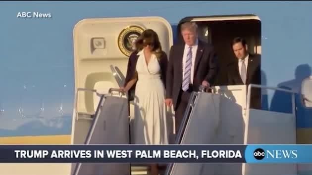 As Donald tried to grasp Melania's hand, she pointedly yanked it away. Source: ABC News