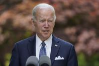 U.S. President Joe Biden speaks during an event with Hyundai Motor Group Executive Chair Euisun Chung, at the Grand Hyatt Seoul, Sunday, May 22, 2022, in Seoul. (AP Photo/Evan Vucci)