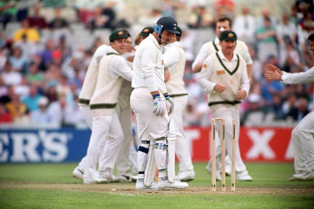 Shane Warne bowls Mike Gatting