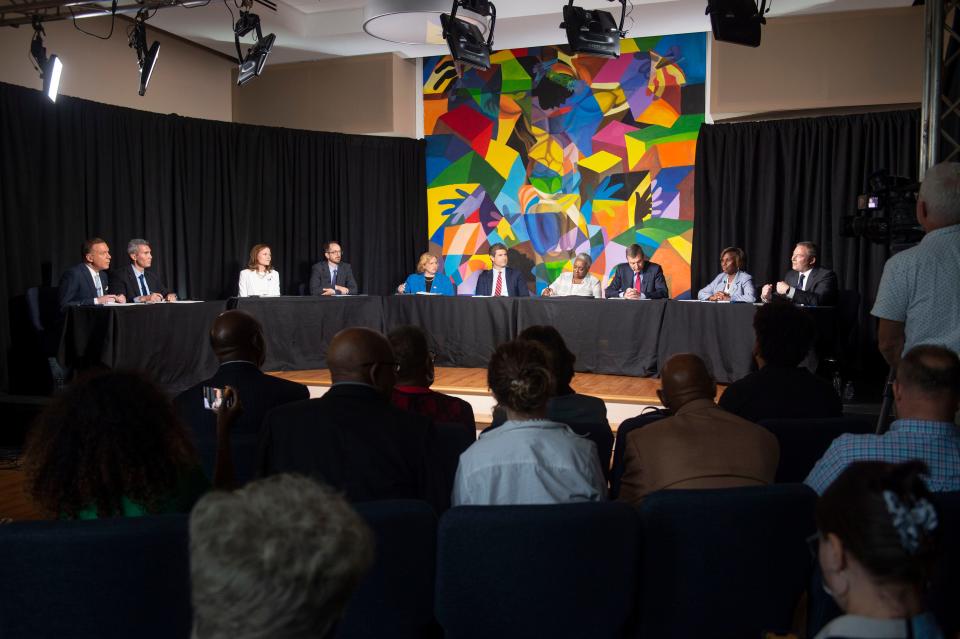 Mayoral candidates answer questions during the third  Nashville Mayoral Debate at American Baptist College in Nashville , Tenn., Thursday, July 6, 2023.