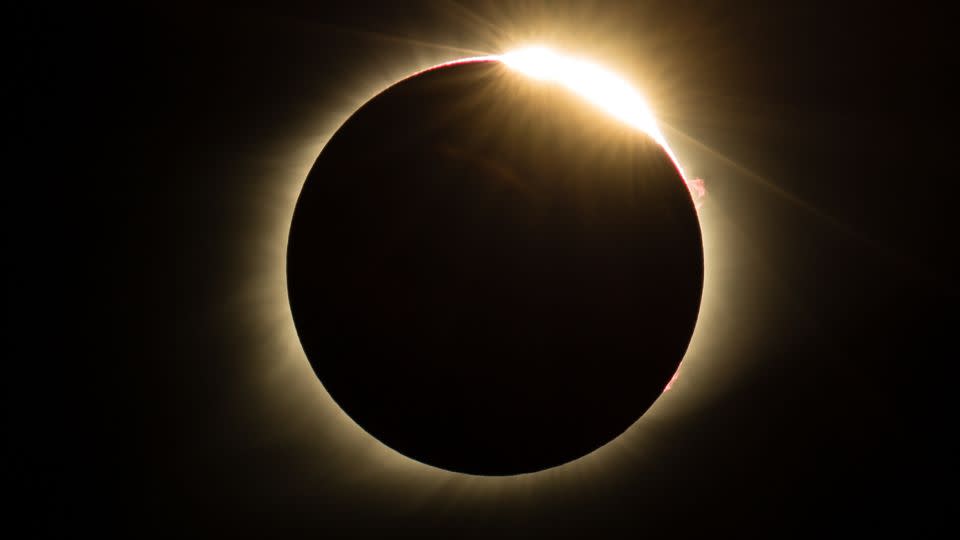 The diamond ring effect is seen during the total solar eclipse on August 21, 2017, in St. Louis, Missouri. - Tim Spyers/Icon Sportswire/Getty Images