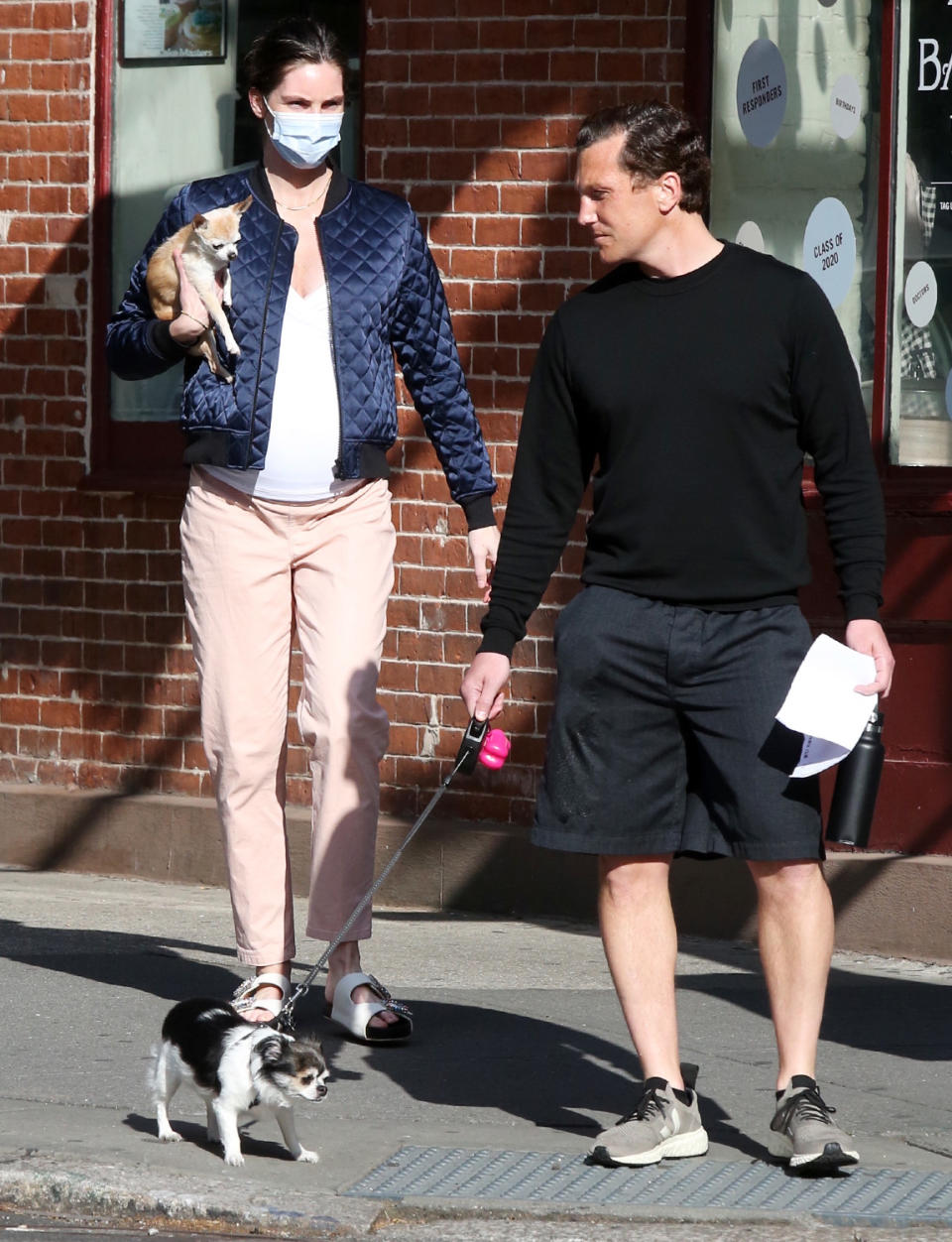 <p>Parents-to-be Hilary Rhoda and Sean Avery spend part of their Memorial Day taking their pup for a stroll on Monday in N.Y.C.</p>