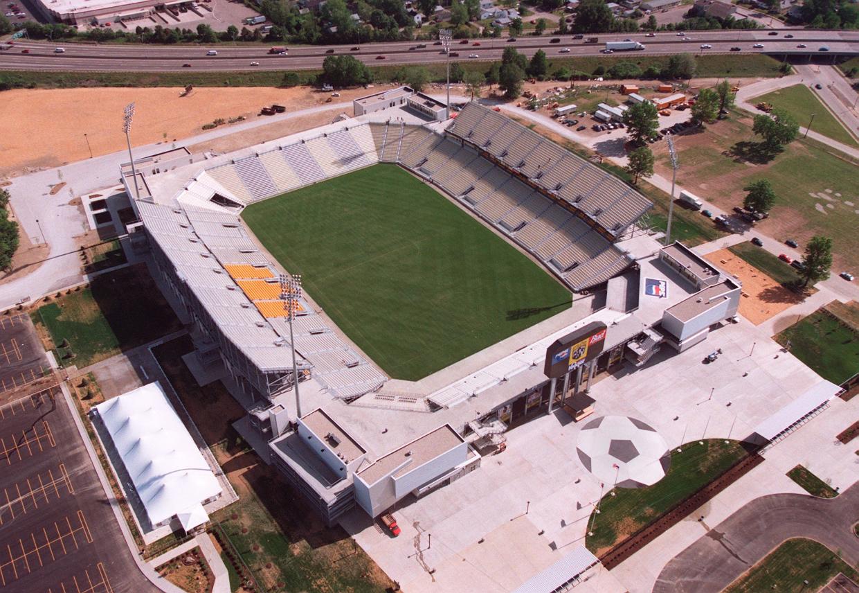 May 21, 1999 -- Crew Stadium, aerial . Pro soccer stadium in Columbus, Ohio.