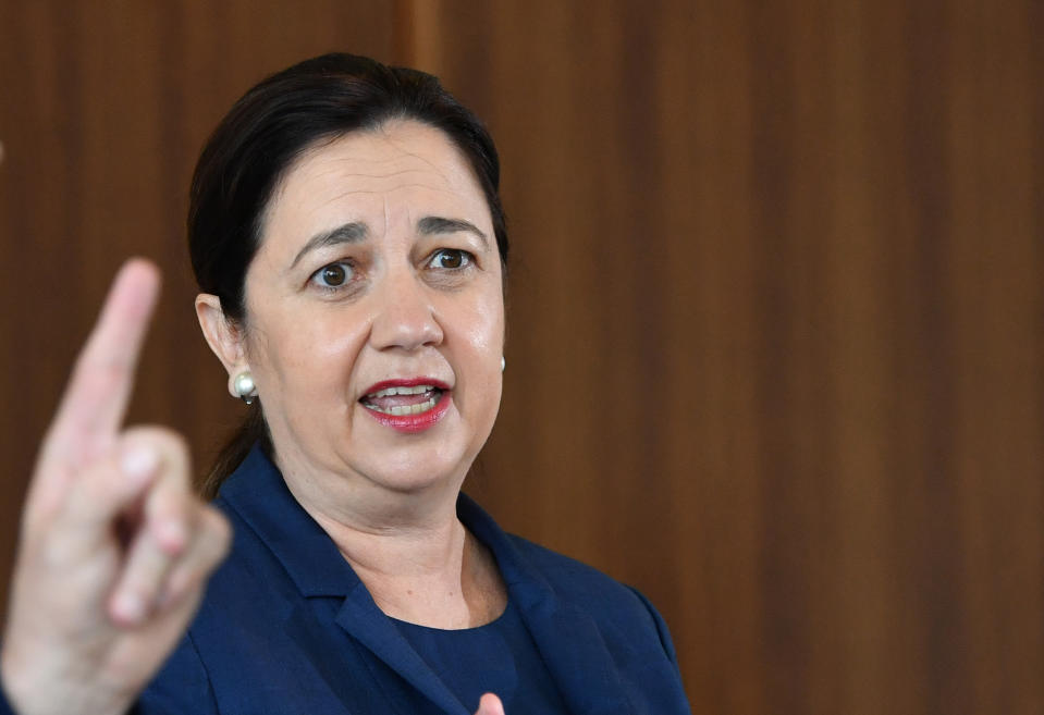 Queensland Premier Annastacia Palaszczuk speaking to media in Brisbane. Source: AAP