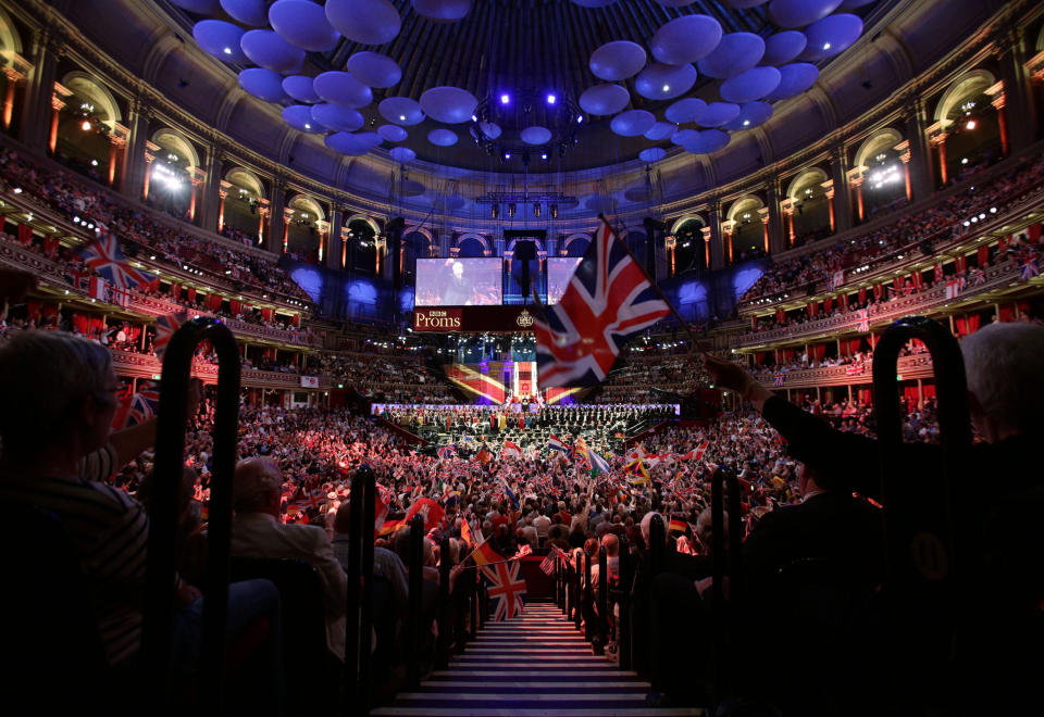 The audience enjoying the BBC Last Night of the Proms, at the Royal Albert Hall in London.