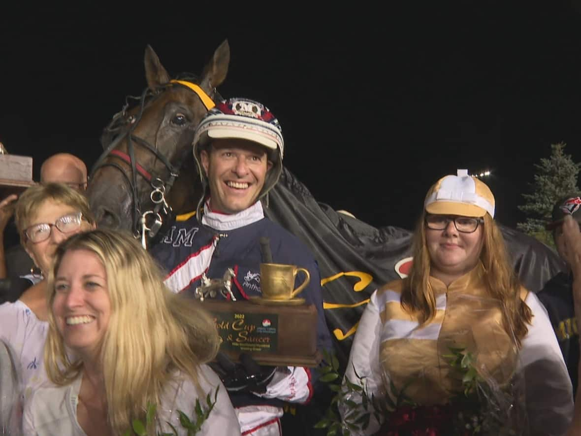 Sintra and P.E.I.'s Anthony MacDonald won the 63rd Gold Cup & Saucer race in Charlottetown Saturday night. (CBC - image credit)