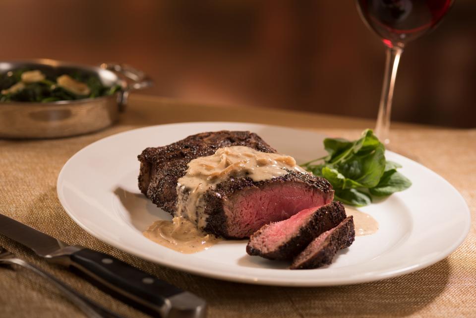 The Capital Grille's Kona-crusted New York strip.