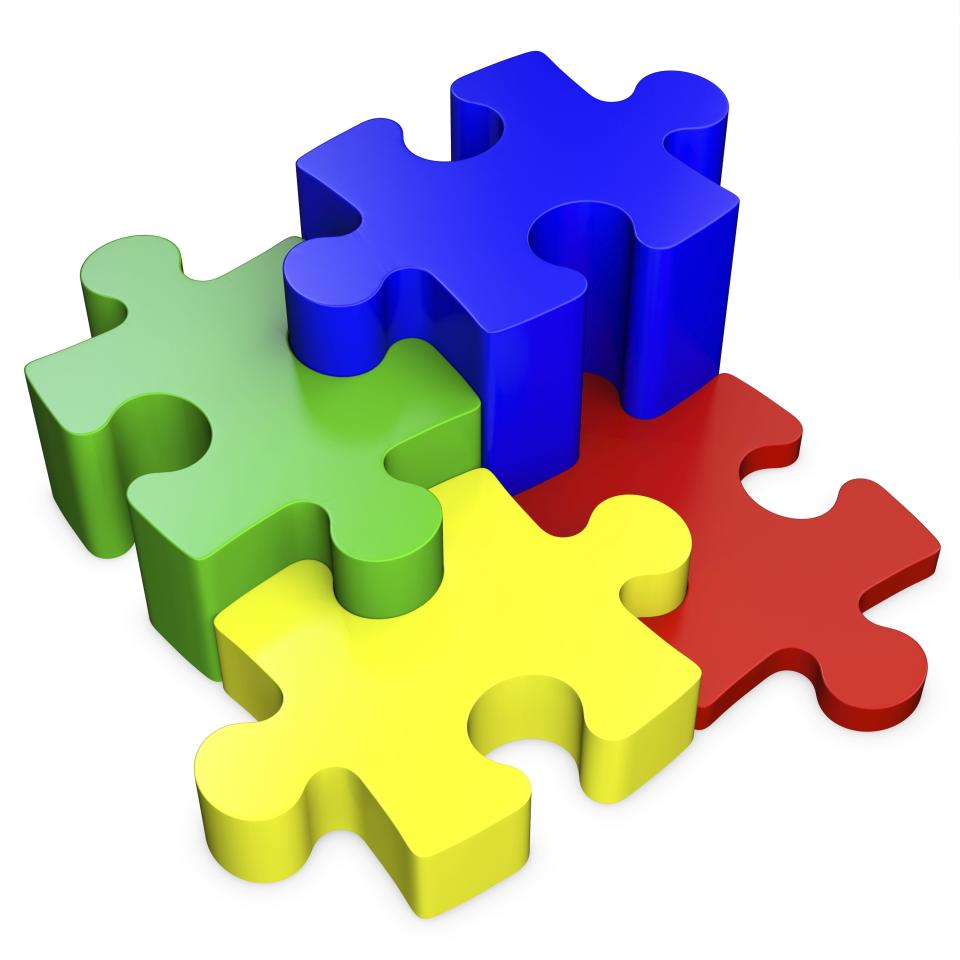 Puzzle pieces are commonly used in symbols representing autism spectrum disorder.