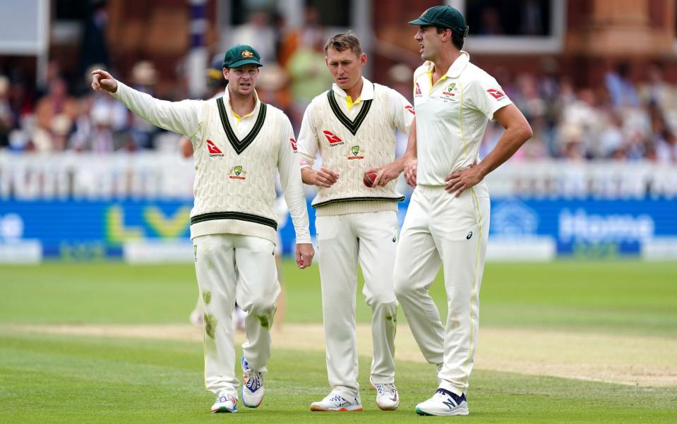 Steve Smith (L) Marnus Labuschagne (C) Pat Cummins (R) -  Cummins is putting his own spin on Australia&#x002019;s captaincy &#x002013; with some help from Smith