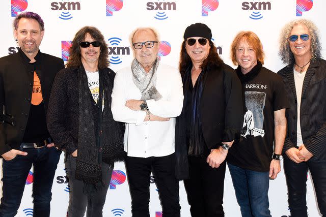 <p>Vivien Killilea/Getty Images for SiriusXM</p> From left: Michael Bluestein, Kelly Hansen, Mick Jones, Thom Gimbel, Jeff Pilson and Bruce Watson of Foreigner perform on SiriusXM's Classic Rewind in January 2020 in Los Angeles