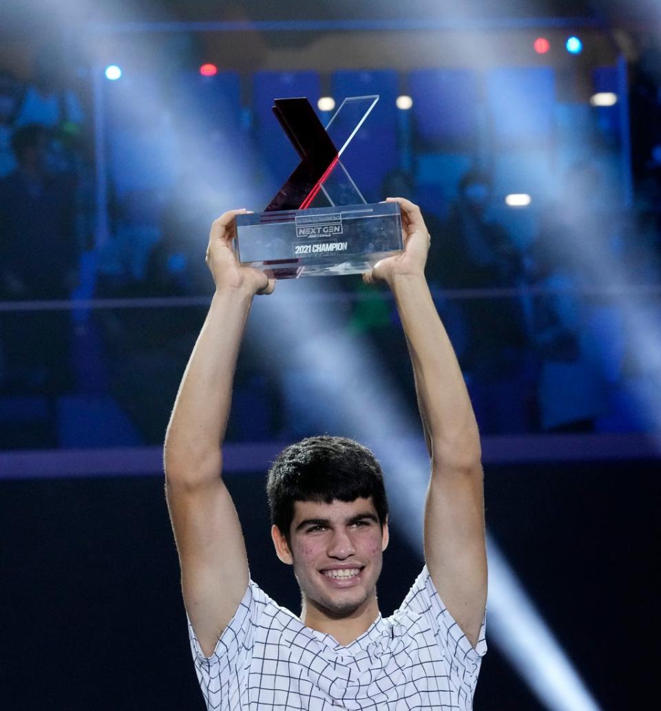 Carlos Alcaraz was crowned Next Gen champion after a brilliant season (Antonio Calanni/AP) (AP)