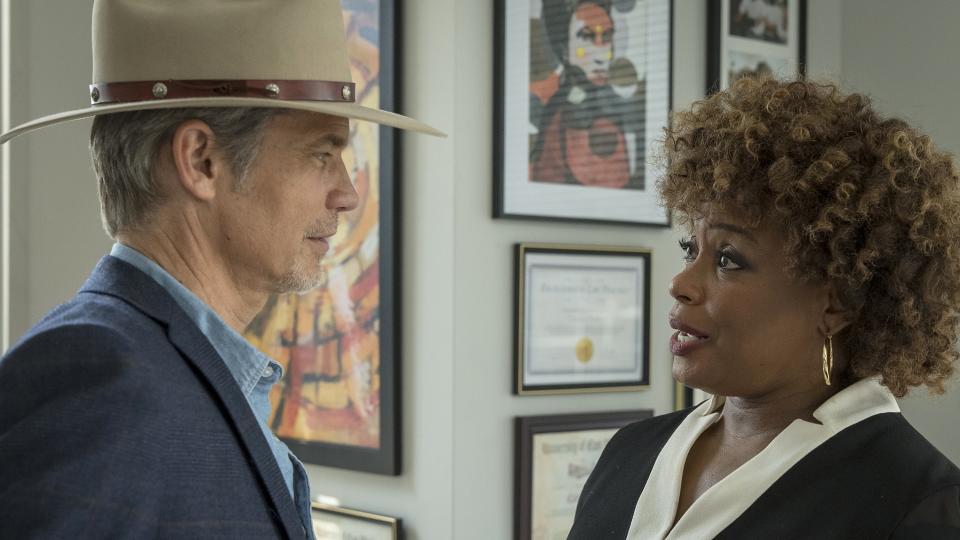 Timothy Olyphant and Aunjanue Ellis in Justified: City Primeval