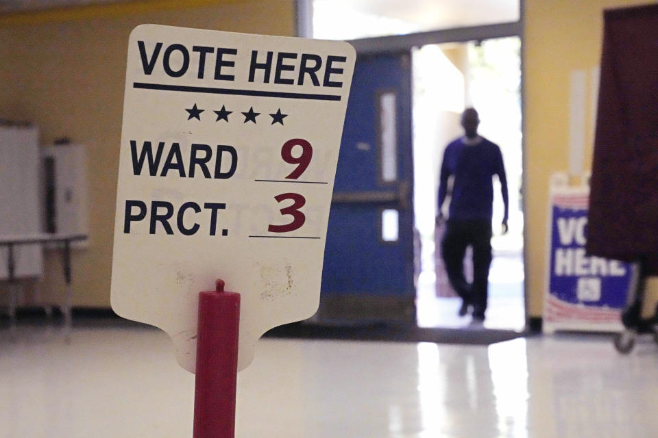 FILE - A voter enters his polling place to vote on Election Day at the Martin Luther King Elementary School in the Lower Ninth Ward of New Orleans, Tuesday, Nov. 8, 2022. Federal appeals court judges in New Orleans closely questioned voting rights advocates and attorneys for Louisiana Republican officials Friday, Oct. 6, 2023, on whether Louisiana must follow Alabama’s court-ordered path in drawing a new mostly Black congressional district — and how quickly that can and should ahead of next year’s elections. (AP Photo/Gerald Herbert, File)