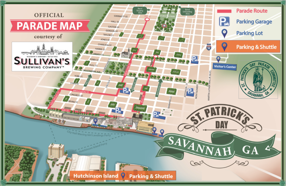 2024 Savannah St. Patrick's Day Parade Route