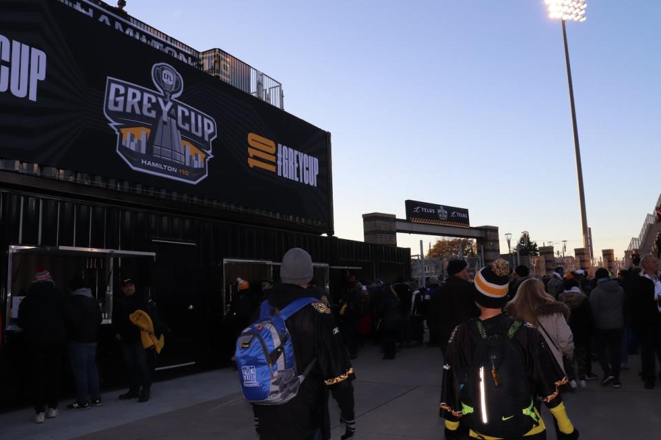 Fans crowd Tim Hortons Field ahead of the Grey Cup game.