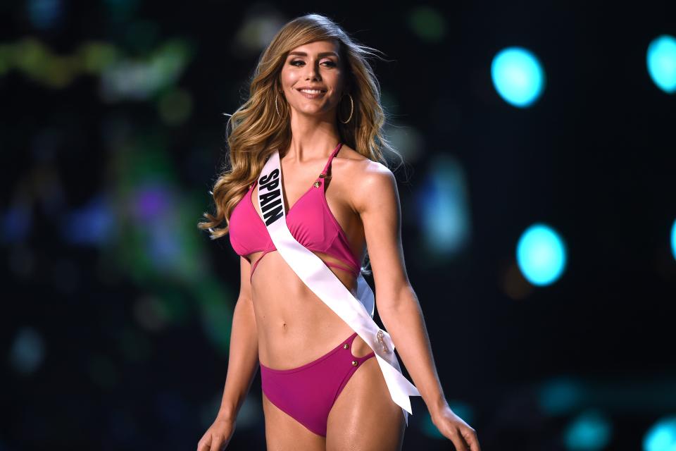 Angela Ponce of Spain in the swimsuit competition during the 2018 Miss Universe pageant in Bangkok on Dec. 13. (Photo: Lillian Suwanrumpha/AFP)