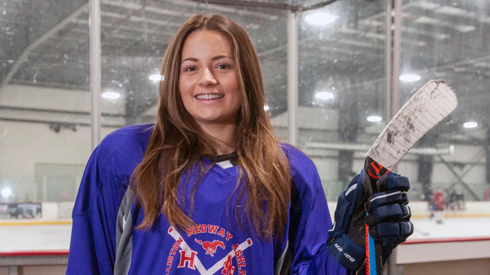 Several months after suffering burns in a kitchen fire, Haley MacLeod served as a captain last winter for the Medway-Ashland girls' hockey team.