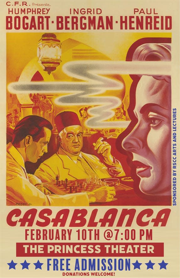 Celebrate Valentine's Day a few days early by watching "Casablanca" at the Princess Theatre in Harriman for free.