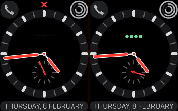 The green dots at 12 o'clock show you the strength of your cellular connection.