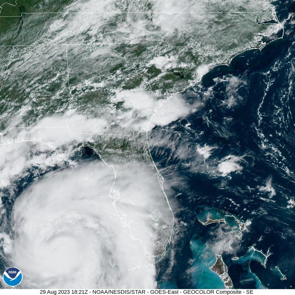 Satellite images show Hurricane Idalia on Tuesday as it made its way north into the Gulf of Mexico where meteorologists said it would likely intensify into a Category Three storm an anticipated landfall in the Big Bend area Wednesday, according to the National Hurricane Center in Miami.