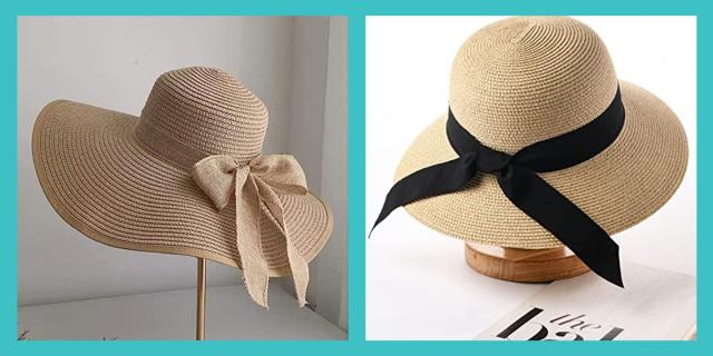 Womens Romantic Straw Wide Brim Cap Versatile Summer Floppy Sun