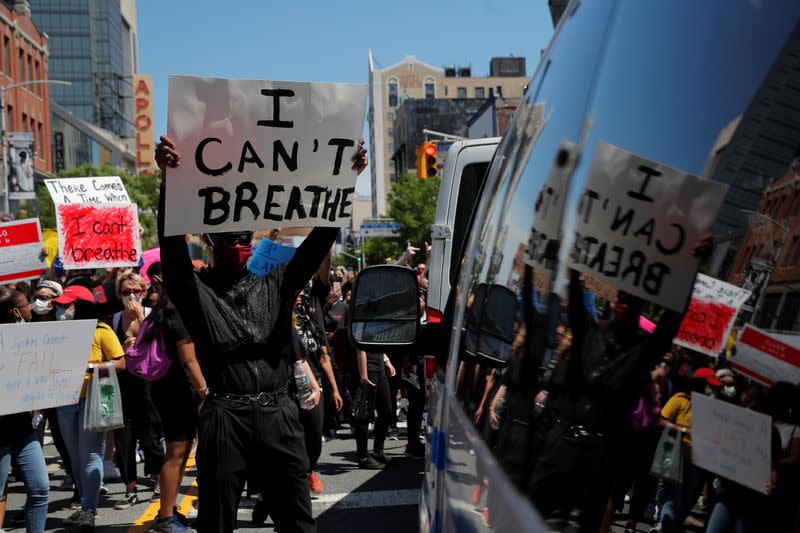 Protesters rally against the death in Minneapolis police custody of African-American George Floyd