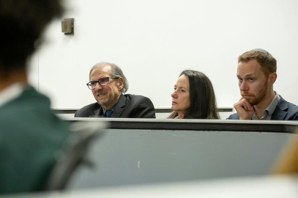 The family of Samantha Woll watches the preliminary hearing of Michael Jackson-Bolanos in front of Judge Kenneth King on Jan. 16, 2024 at 36th District Court in Detroit.