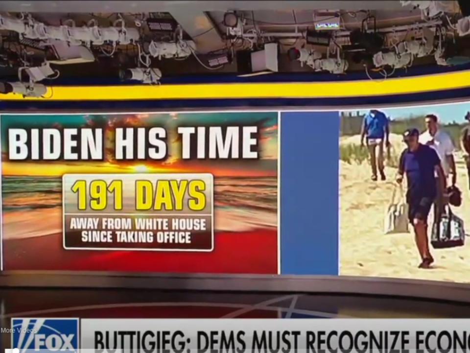 The Fox News segment of the “The Faulkner Focus” on Monday dedicated to the president taking the vacation while his administration battles a range of issues in America invited liberal activist Jenna Arnold and Fox News contributor Sean Duffy (Screengrab/Fox News)