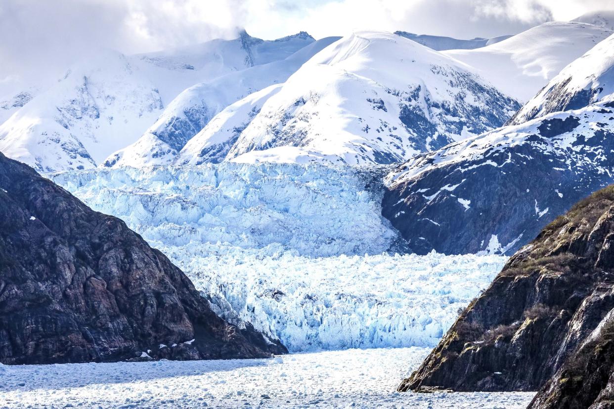 PIC BY Larry Pannell / CATERS NEWS - (PICTURED The Sawyer Glacier pictured on May 15th 2012 ) These shocking images reveal the ugly truth of climate change, where glaciers in Alaska have melted within five years. Larry Pannell, 56, a photojournalist has been travelling around the world the globe for nine years-  he started spending his summers on cruise ships to Alaska, to see the glaciers. During his last trip he compared images of the âInside Passageâ  he took in the past and was shocked to realise the massive difference in the amount of ice. Larry said: âAlthough I have witnessed the retreat of many glaciers it is hard to notice the difference when you visit year after year. SEE CATERS COPY 