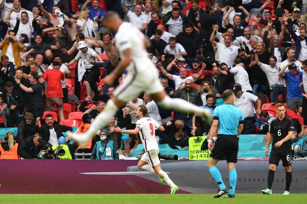 England has both a ton of talent and a great draw in the knockout stage, now that it's beaten Germany (Photo by JUSTIN TALLIS/POOL/AFP via Getty Images)