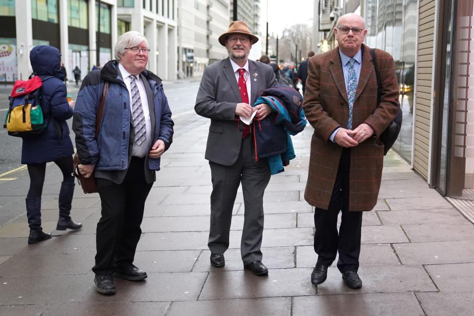(left to right) Dr Paul Donaldson, general secretary of the HCSA, Philip Banfield, chair of the BMA, and Eddie Crouch, chair of the British Dental Association (PA)