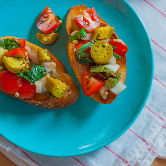 Bruschetta with Pickled Okra