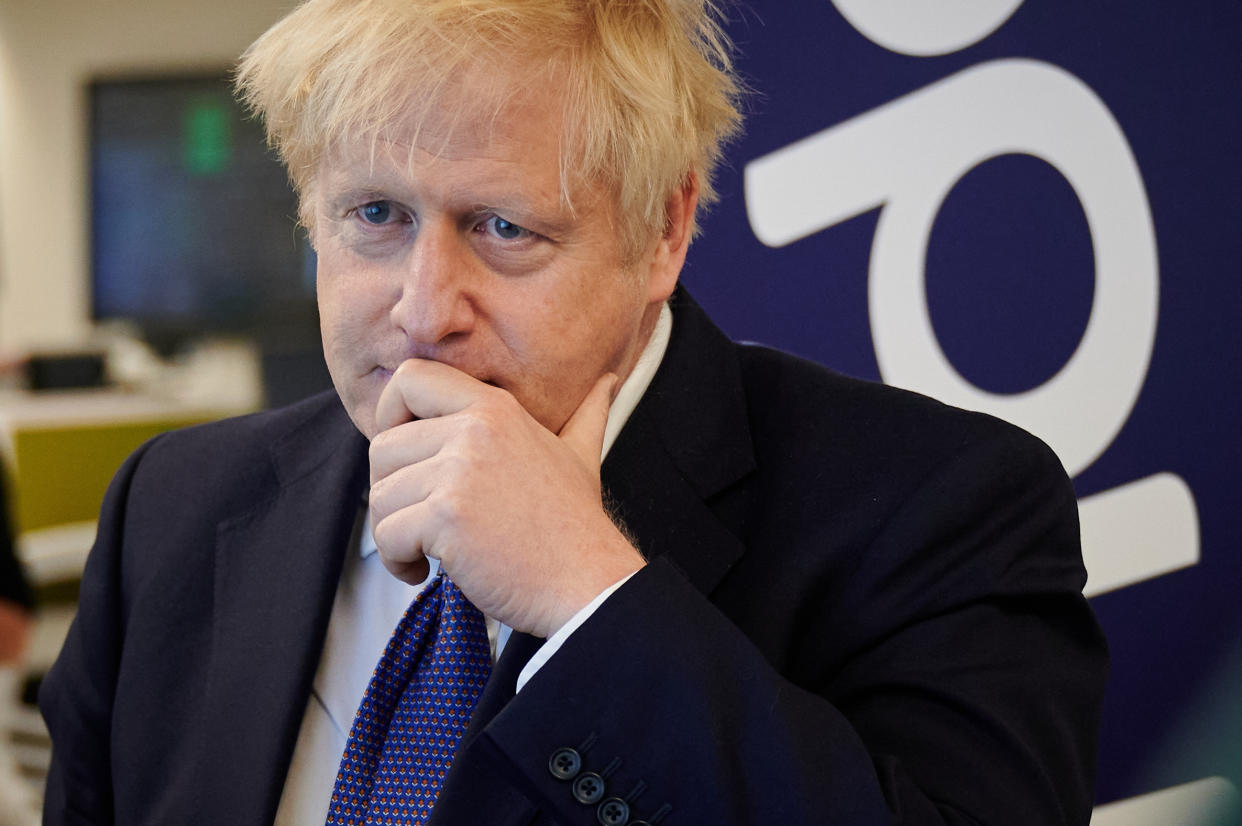 Prime Minister Boris Johnson during a visit to the headquarters of Octopus Energy in London.